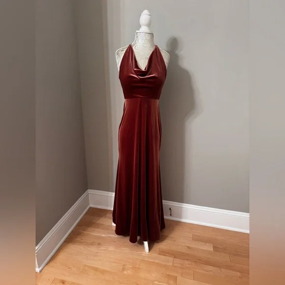 Jenny Yoo English Dusty Rose Sullivan Dress Size 0 Stretch Velvet - Picture 11 of 16